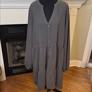 Simply Southern Charcoal Gray Long Sleeve Dress - EUC - XXL